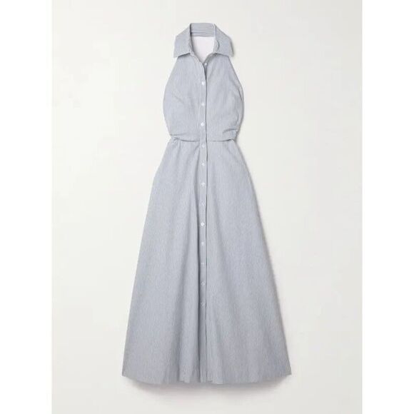 Veronica Beard Dresses & Skirts - Veronica Beard Women's Blue White Striped Sleeveless Halter Dress Size 14 NWOT